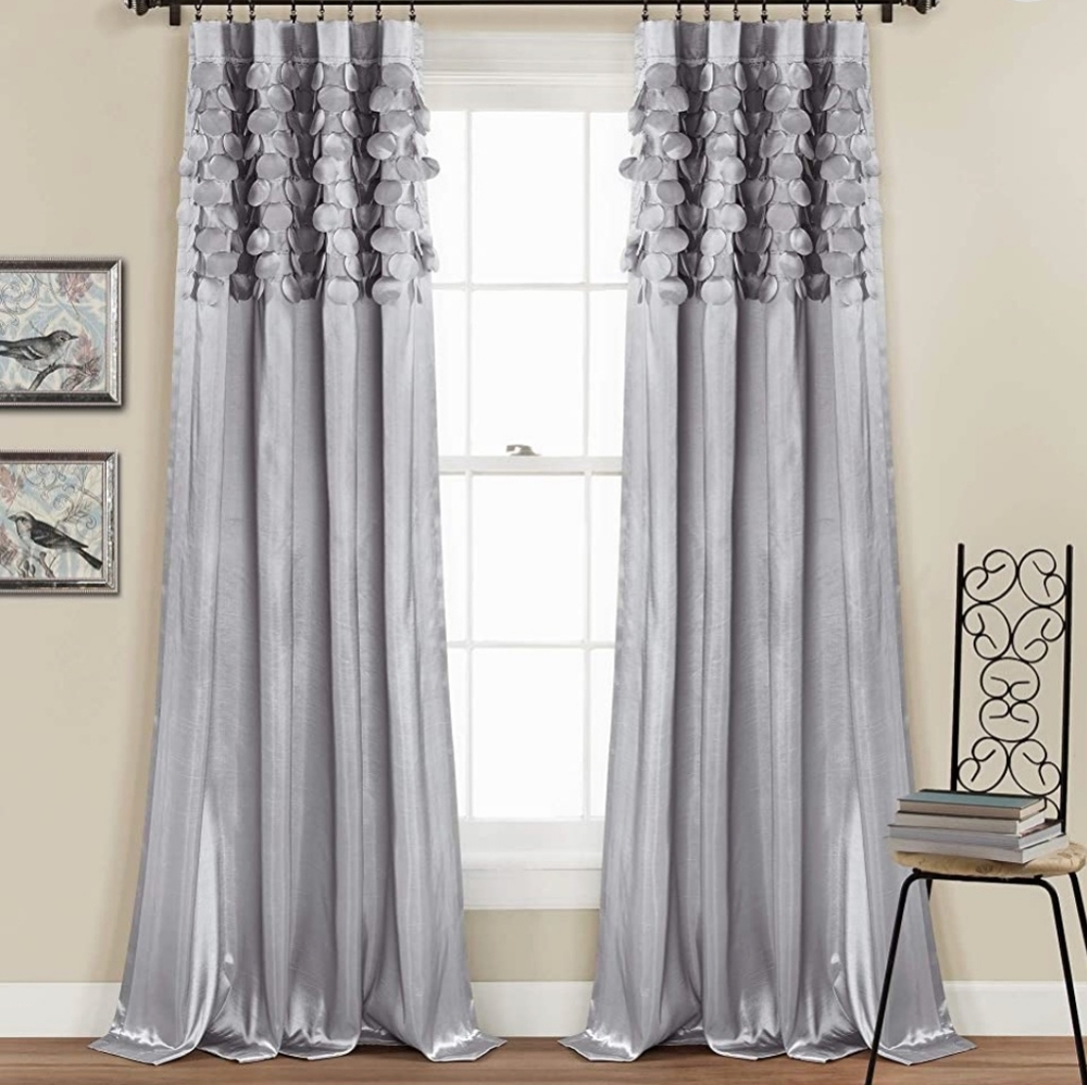 Lush Decor Light Gray Circle Dream Window Curtains